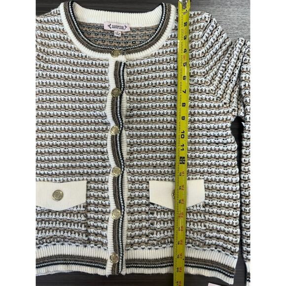 Nanette Lepore Cardigan Camel/ Cream Cozy Prewashed Yarn Cardigan Jacket S NWT - Picture 9 of 10